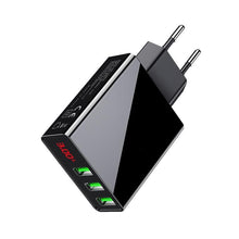 Load image into Gallery viewer, 3 Port USB Phone Charger LED Display EU Plug Total Max 3A Smart Fast Charger Mobile Wall Charger For Smartphones