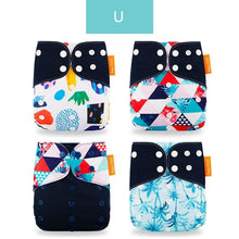 Load image into Gallery viewer, 4pcs/set Washable Eco-Friendly Cloth Diaper Cover Adjustable Nappy Cloth Diapers Cloth Nappy For Baby Boys and Grils Baby