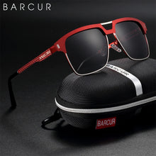 Load image into Gallery viewer, BARCUR Polarized Men’s Sunglasses – Fashionable Square Stainless Steel Frame UV400 Protection Anti-Reflective Outdoor Sports & Driving Eyewear – Original Design Casual Style with Premium Polycarbonate Lenses