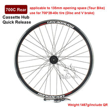 Load image into Gallery viewer, Cruiser Tour Bike Wheelset, Double Deck Rim, Front Wheel Disc, V Brake, Rear Back Wheels, Cassette and Screwed Hub, 36H, 700C