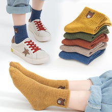 Load image into Gallery viewer, 5 Pairs Baby Boys Winter Socks Cartoon Bear Kids Spring Autumn Cotton Breathable For Kids