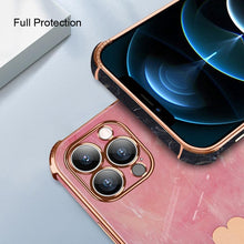 Load image into Gallery viewer, Luxury Shockproof Soft Case For iPhone 13 12 11 Pro Max XS XR X R 8 7 Plus iPhone12 12Pro iPhone11 Marble Texture Covers Luxury Love Phone Case Cute Side Small Heart Pattern Soft Shockproof Full Lens Case for iPhone