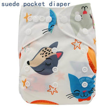 Load image into Gallery viewer, Newborn Cloth Diaper Sewed in Charcoal Bamboo Insert and Suede Pocket Diapers Waterproof Baby Nappies Design for Baby