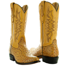 Load image into Gallery viewer, Men's Mantequilla Ostrich Print Cowboy Boots (H7002)