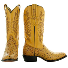 Load image into Gallery viewer, Men's Mantequilla Ostrich Print Cowboy Boots (H7002)