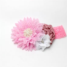 Load image into Gallery viewer, Luxury Modern Handmade Flower Headband Newborn Infant Pearl Flowers With Lace wide Headbands Bebes Hair Accessories Bow