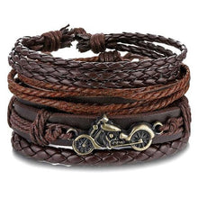 Load image into Gallery viewer, Vintage Black Bead Bracelets For Men Fashion Hollow Triangle Leather Bracelet & Bangles Multilayer Wide Wrap Jewelry For Men and Women