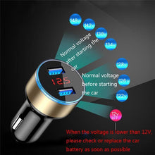 Load image into Gallery viewer, LED Display 3.1A Dual USB Car Charger Universal Mobile Phone Aluminum Car-Chargers