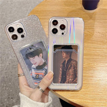 Load image into Gallery viewer, Unique Gradient Women Love Wallet Card Holder Clear Soft Case For iPhone 13 11 12 Pro Max Beautiful Colors Transparent Cover Drop Protection Transparent Phone Cover