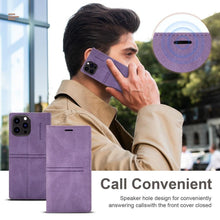Load image into Gallery viewer, Iphone Wallet Skin Friendly Magnetic Flip With Card Slot Leather Case For iPhone 14 Pro Max 13 12 11 Modern Purple Genuine Leather Detachable Magnetic Flip Cover with Card Holders