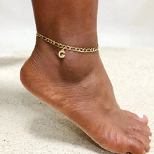 Load image into Gallery viewer, Mandotos Crystal A Z Letter Initial Anklets For Women Cuban Link Stainless Steel Beach Anklet