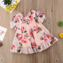 Load image into Gallery viewer, Floral Tulle Dress Kid Baby Girl Flower Puff Sleeve Princess Wedding Party Pageant Children Dress For All Occasion