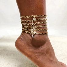 Load image into Gallery viewer, Mandotos Crystal A Z Letter Initial Anklets For Women Cuban Link Stainless Steel Beach Anklet