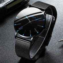 Load image into Gallery viewer, Minimalist Men's Fashion Ultra Thin Watch Simple Men Business Stainless Steel Mesh Belt Quartz Watch Relogio Masculino