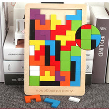 Load image into Gallery viewer, Colorful 3D Puzzle Wooden Tangram Math Toys Tetris Game Children Pre-school Magination Intellectual Educational Toy for Kids