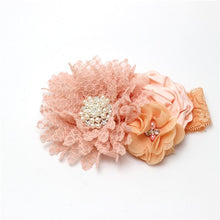 Load image into Gallery viewer, Luxury Modern Handmade Flower Headband Newborn Infant Pearl Flowers With Lace wide Headbands Bebes Hair Accessories Bow