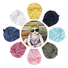 Load image into Gallery viewer, Luxury Modern Baby Headband Hat Bowknot Print Cotton Stretchy Turban Headband Infant Head Wrap Beanie Hat For Babies and Kids