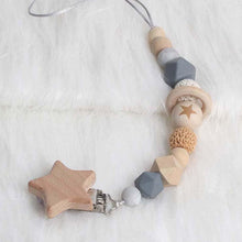 Load image into Gallery viewer, Modern Wood Pacifier Clip Chain Holder Nipples Pacifier Clips Pacifier Teether Teething Toy Cartoo Wooden Bracket For Pacifier For Kids