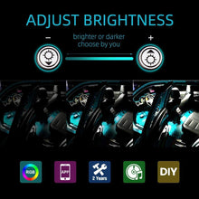 Load image into Gallery viewer, Interior Car Lights LED Car Strip Lights with Two-Line Waterproof Design RGB LED Strip Light With USB Wireless Remote Music Control Multiple Modes and Music Sync Under Dash Car Lighting with Car Charger, DC 12V