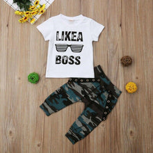 Load image into Gallery viewer, Baby Hip Hop Short Sleeve Summer Toddler Infant Like A Boss Letter Tops T-shirt and Pants Outfits 2Pcs Ste For Boys