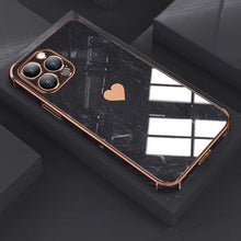 Load image into Gallery viewer, Luxury Shockproof Soft Case For iPhone 13 12 11 Pro Max XS XR X R 8 7 Plus iPhone12 12Pro iPhone11 Marble Texture Covers Luxury Love Phone Case Cute Side Small Heart Pattern Soft Shockproof Full Lens Case for iPhone