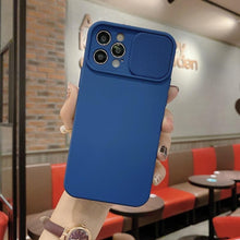 Load image into Gallery viewer, Sliding Lens Protective Silicone Case For iPhone 11 Pro Max Mini 12 Pro 13 Push Cover iphone Slide Camera Cover Case with Camera Lens Protector Cover Silicone Bumper Slim Phone Cover Compatible with iPhone