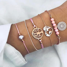 Load image into Gallery viewer, Fashion Bohemia Leaf Round Knot Cuff Bangle Gold Chain Charm Bracelet for Women Simple Geometric Bracelets Luxury Jewelry