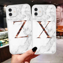 Load image into Gallery viewer, White A-Z Marble Texture Phone Cover For Iphone 12 Mini Soft Silicone Back Case Solid Name Phone Case Luxury Screen Camera Protection Shockproof Soft Cover