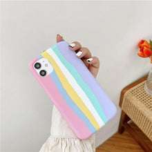 Load image into Gallery viewer, Luxury Rainbow Silicone Case For iPhone 11 X Xr Xs Max Case 12 11 Pro Max 6 6s 7 8 Plus Modern Colorful Shockproof Back Cover Rainbow Color Soft Silicon Back Cover Case