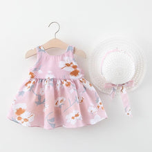 Load image into Gallery viewer, Luxury Modern Elegant Summer Bow Print Dress With Hat 2 piece Baby Clothes Suits Newborn Toddler Dress