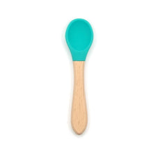 Load image into Gallery viewer, 2PCS Bamboo Training Spoons Organic Soft Baby Feeding Silicone Tip Spoon Scoop Easy Grip Handle Toddlers Infant Gifts For Parents And Baby Boys Or Girls