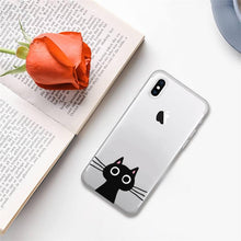 Load image into Gallery viewer, Cute black cat Phone Case for iphone 13 11 12 pro XS MAX 8 7 6 6S Plus X 5S SE 2020 XR case Cute Cat Slim Fit Glossy Stylish Cover Soft Shockproof Phone Case