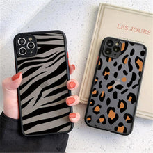 Load image into Gallery viewer, Leopard Print Elegant Pattern Protective Phone Case Translucent Hard Back With Silicone Leopard Pattern Phone Case For Iphone 11 Pro Max 12 13 Mini X Xs Max 7 8 Plus Mobile Phone Protective Case