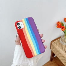 Load image into Gallery viewer, Luxury Rainbow Silicone Case For iPhone 11 X Xr Xs Max Case 12 11 Pro Max 6 6s 7 8 Plus Modern Colorful Shockproof Back Cover Rainbow Color Soft Silicon Back Cover Case