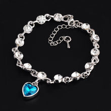 Load image into Gallery viewer, Modern Genuine 925 Sterling Silver Heart Elegant Luxury Bracelets For Women Blue Sapphire Tanzanite Chain Bracelet Trendy Wedding Gift Fine Jewelry