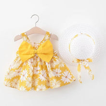 Load image into Gallery viewer, Luxury Modern Elegant Summer Bow Print Dress With Hat 2 piece Baby Clothes Suits Newborn Toddler Dress