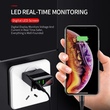 Load image into Gallery viewer, 3 Port USB Phone Charger LED Display EU Plug Total Max 3A Smart Fast Charger Mobile Wall Charger For Smartphones