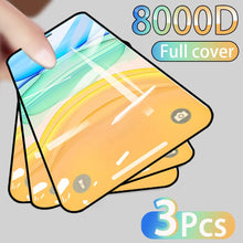 Load image into Gallery viewer, 3pcs Full Cover Protective Glass On For Iphone 11 12 13 Pro Max Tempered Glass Film Iphone X Xr Xs Screen Protector Curved Edge Anti Scratch Bubble Free Smooth Tempered Glass Screen Protector