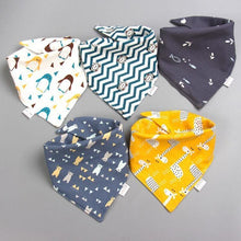 Load image into Gallery viewer, Fashion Modern 5PCS/SET Baby Triangle Double Cotton Bandana Feeding Bibs For Baby Boys/ Girls Baby Kids
