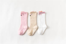 Load image into Gallery viewer, White Baby Sock Non Slip Cotton Long Socks Newborn Knee High Socks For Baby Girls Super Elastic Cute Design