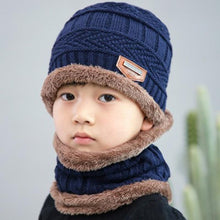 Load image into Gallery viewer, Knitted Baby Hats Cap and Scarf Turban Beanie Cotton Warm Wool Fur Caps Soft Hat For Childern Girl And Boys