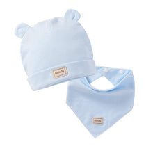 Load image into Gallery viewer, Cute Kids Hat with Bibs Candy Solid Colors for Boys and Girls Beanies Hats Cotton new Born Baby caps & Bibs
