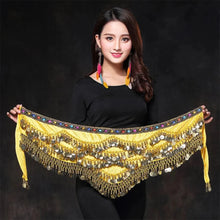 Load image into Gallery viewer, 1PC New Style Belly Dance Belt Newest Multi-color Glass Silk Velvet Dancing Belt Scarf Crystal BellyDance Waist Chain Hip Scarf