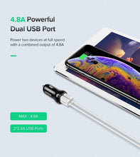 Load image into Gallery viewer, Mini USB Black Car Charger For Mobile Phone Tablet GPS 4.8A Fast Charging Dual USB Car Small Phone Charger Adapter In Car