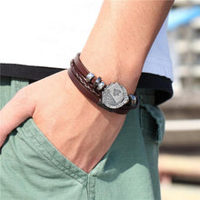 Load image into Gallery viewer, Trendy Modern Jewelry Leather Bracelet Men Braided Multilayer Anchor Bracelets Ladies Rope Chain for Male Jewelry Classic Style