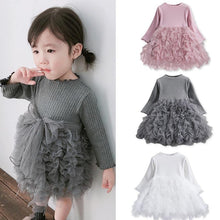 Load image into Gallery viewer, Modern Winter Flower Long Sleeve Smash Cake Baby Girls Dress For 1-5 Year Little Princess