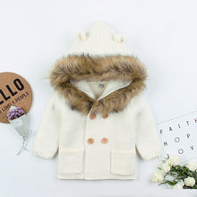 Load image into Gallery viewer, Modern Luxury Winter Warm Newborn Baby Boy Girl Knit Hooded Coat Fur Collar Jacket Clothes FOr Boys and Girls