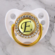 Load image into Gallery viewer, Luxury Glam Crystal White Bling Pacifier 26 Initial Letters Available Handmade Rhinestones Baby Pacifier For Baby