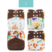 Load image into Gallery viewer, 4pcs/set Washable Eco-Friendly Cloth Diaper Cover Adjustable Nappy Cloth Diapers Cloth Nappy For Baby Boys and Grils Baby