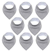 Load image into Gallery viewer, 8PCS/SET Comfortable Colorful 100% Organic Cotton Adjustable Snaps Bandana Saliva Bibs For Baby Boys & Girls Kids